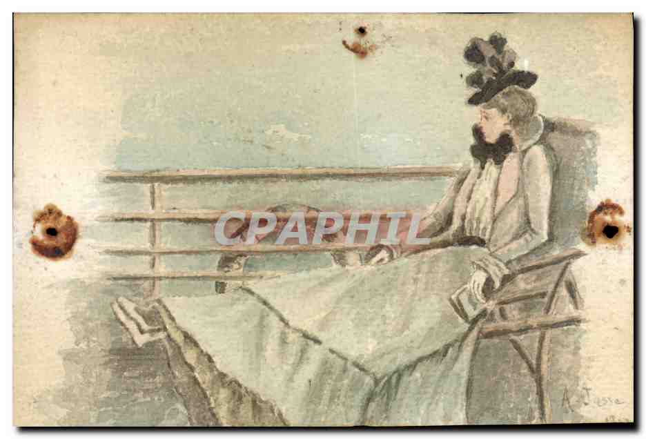 CPA Dessin a la main Femme