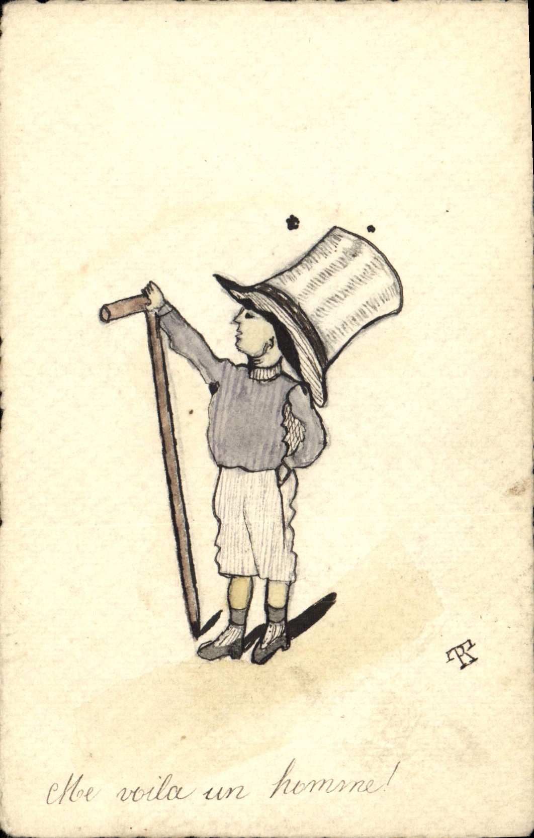 CPA Dessin a la main Enfant