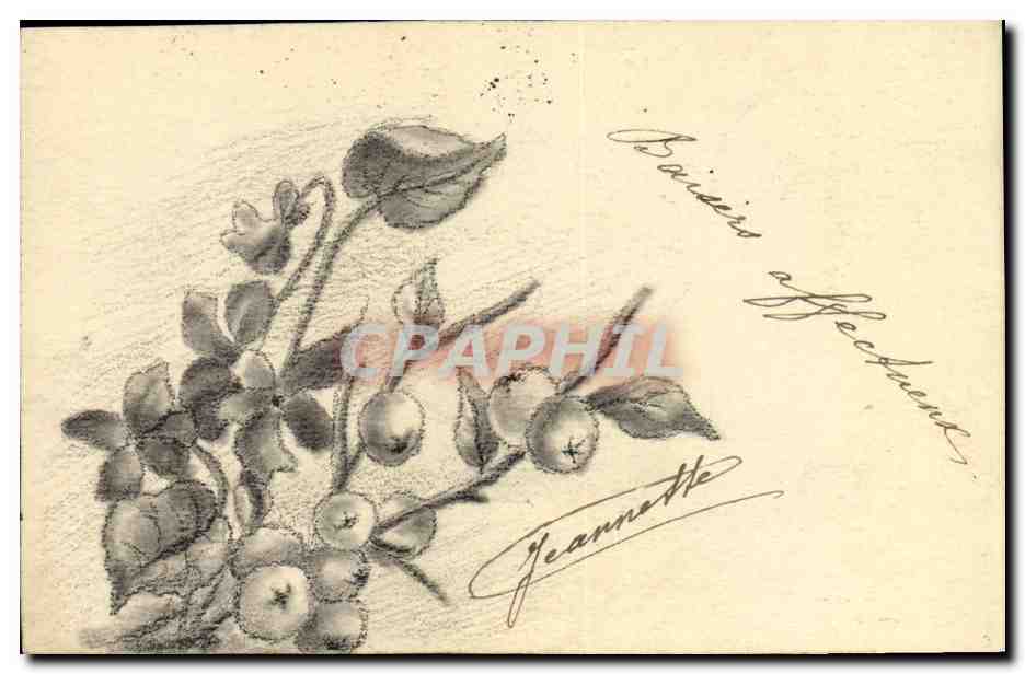 CPA Dessin a la main Fleurs 