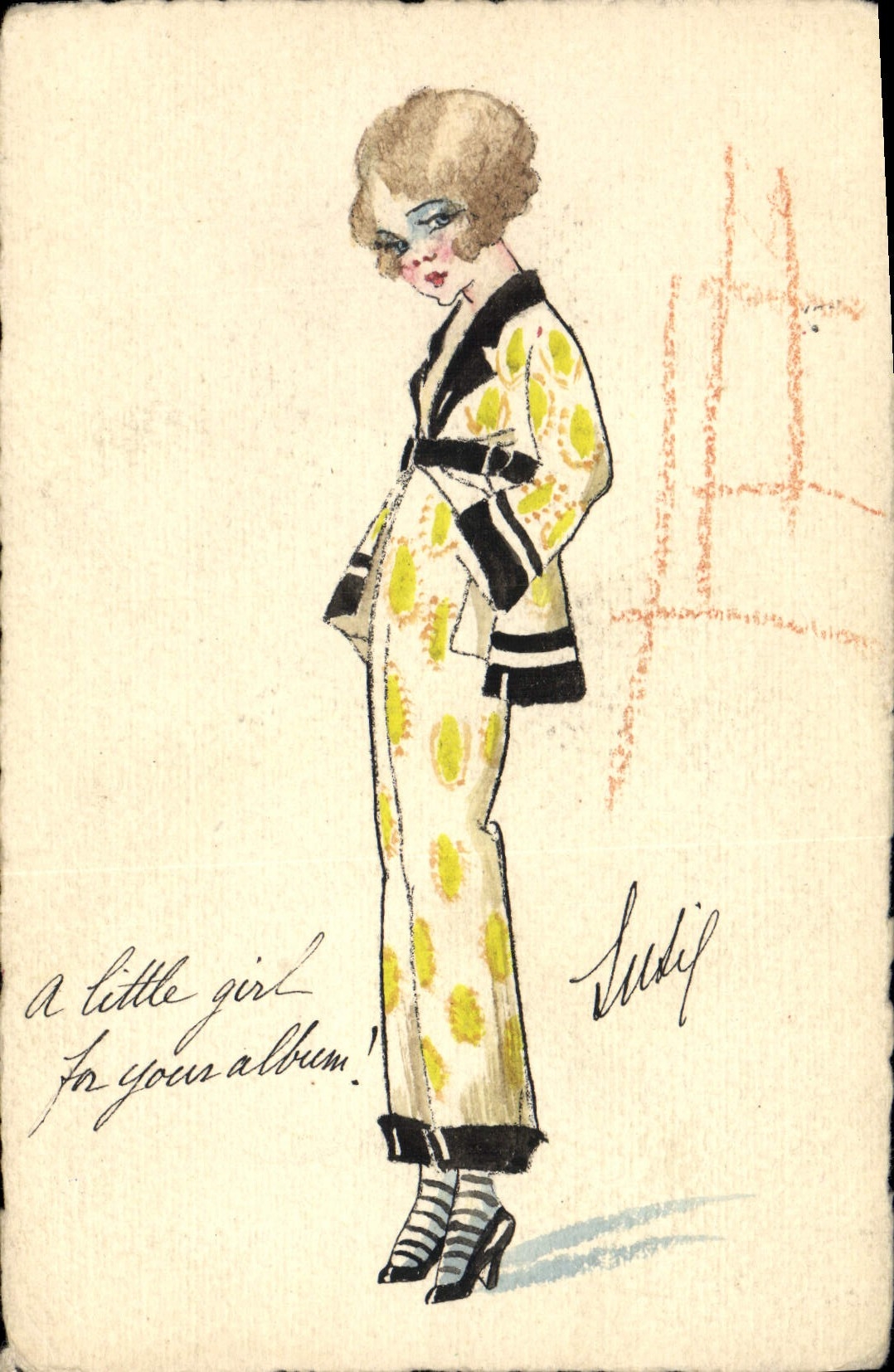 CPA Dessin a la main Femme
