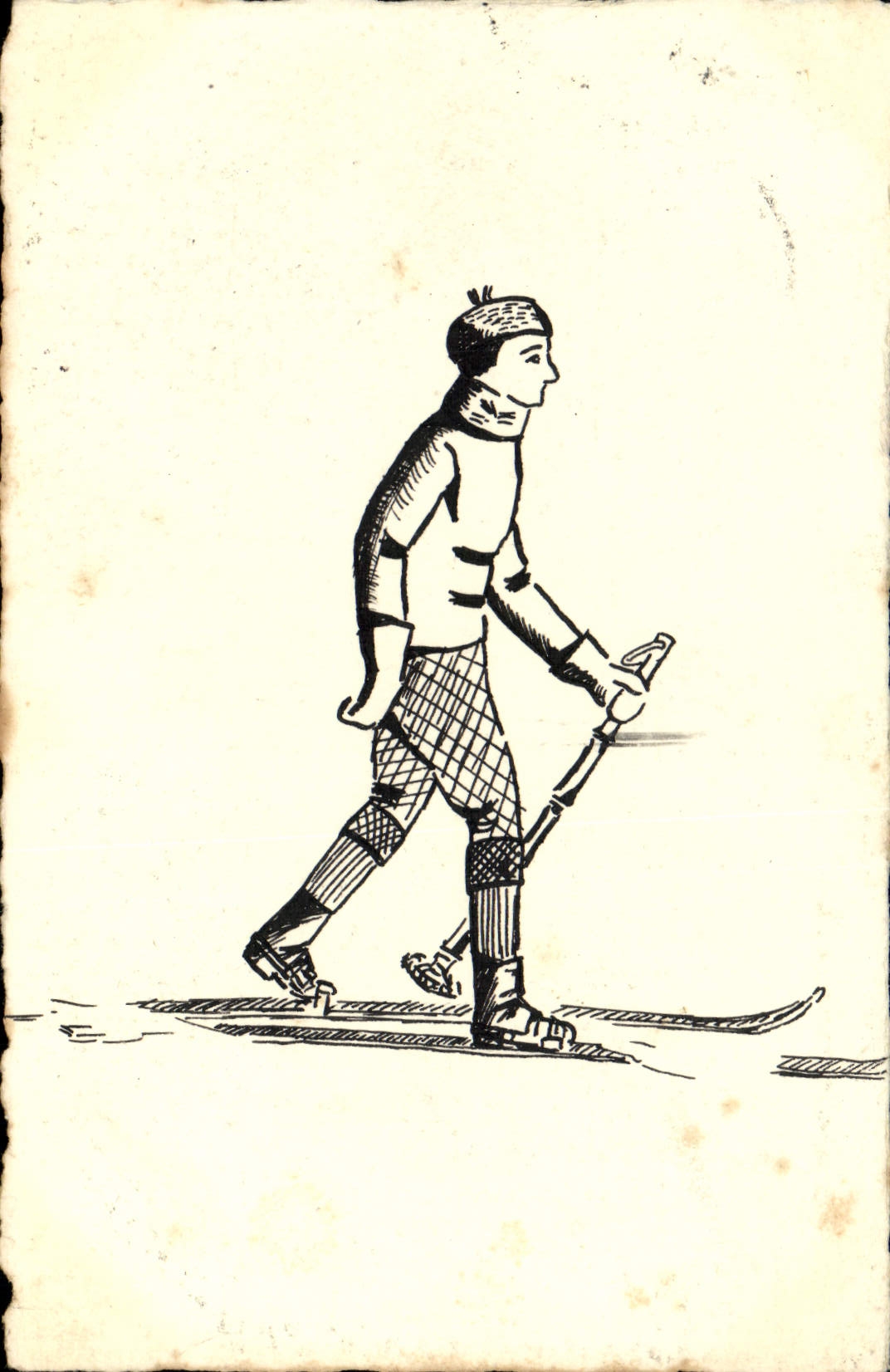 CPA Fantaisie Illustrateur Homme a ski