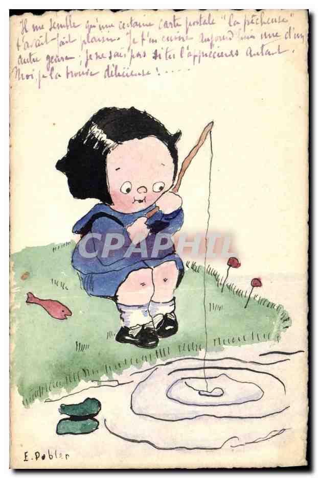 CPA Fantaisie Illustrateur Enfant Peche 