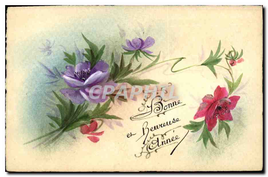CPA Dessin a la main Fleurs