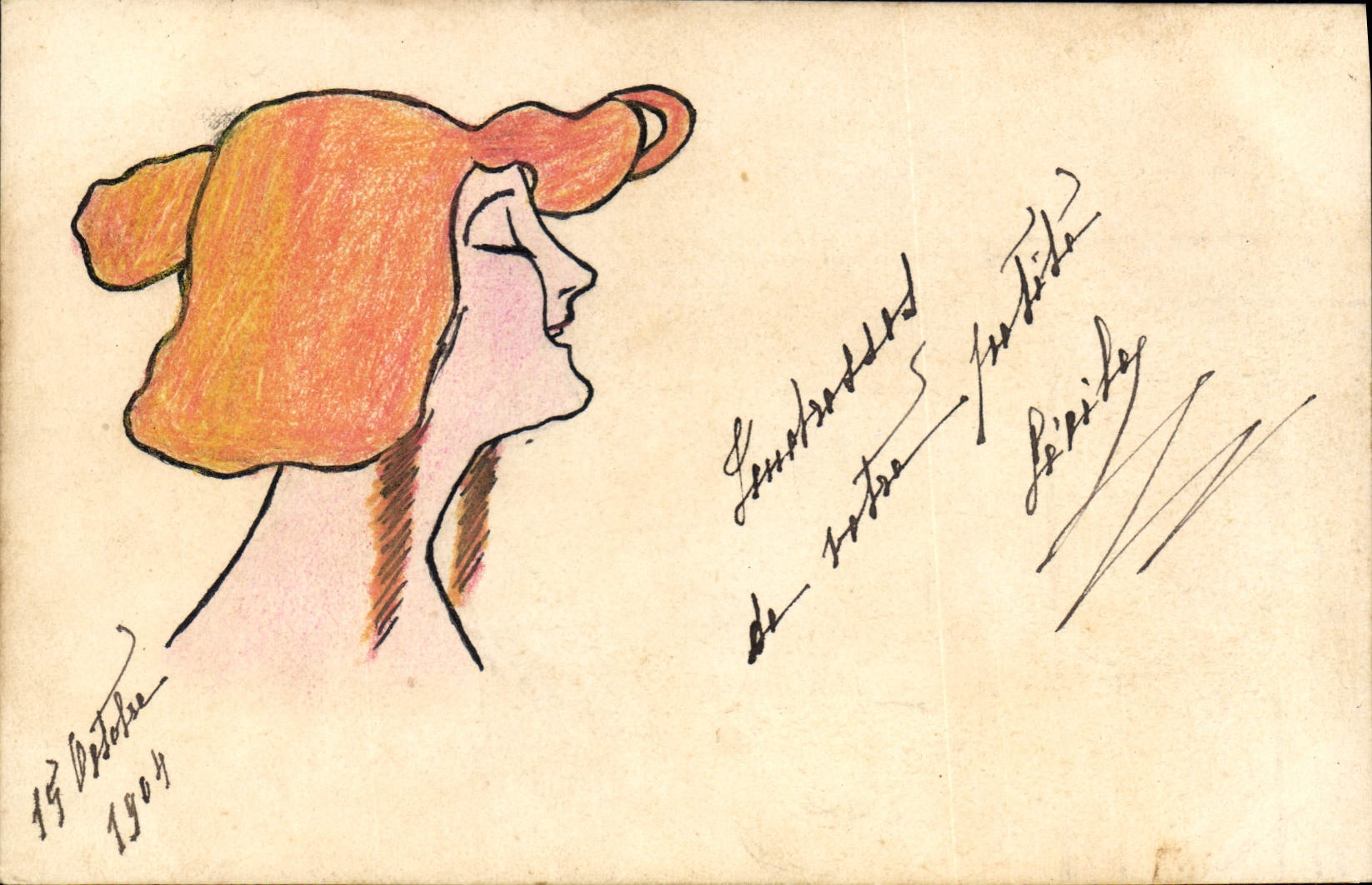 CPA Dessin a la main Femme