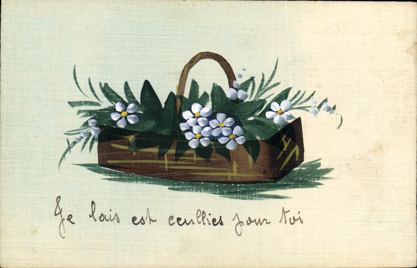 CPA Dessin a la main Fleurs