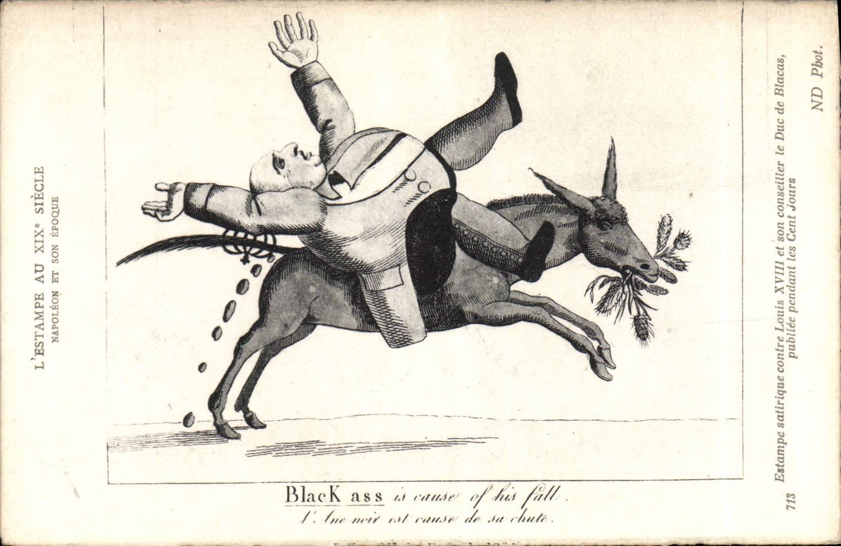 CPA Histoire Napoleon 1er Black ASs Duc de Blacas Louis XVIII Ane Mule