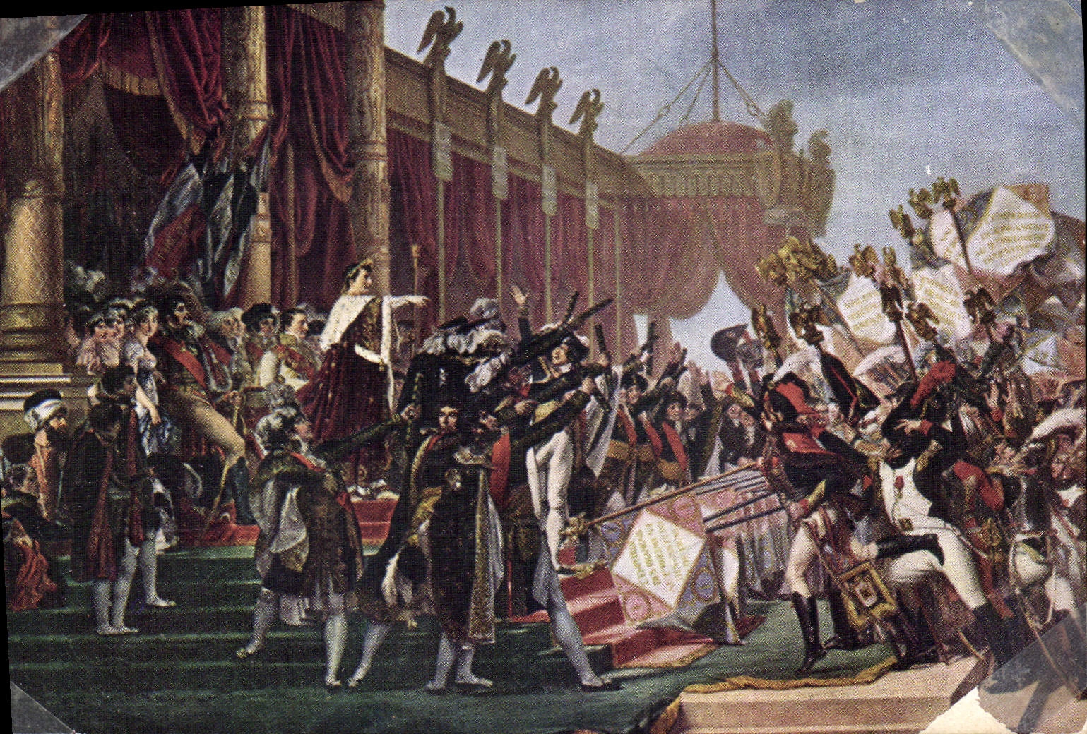 CPA Histoire Napoleon 1er David Napoleon donne des aigles a l'armee