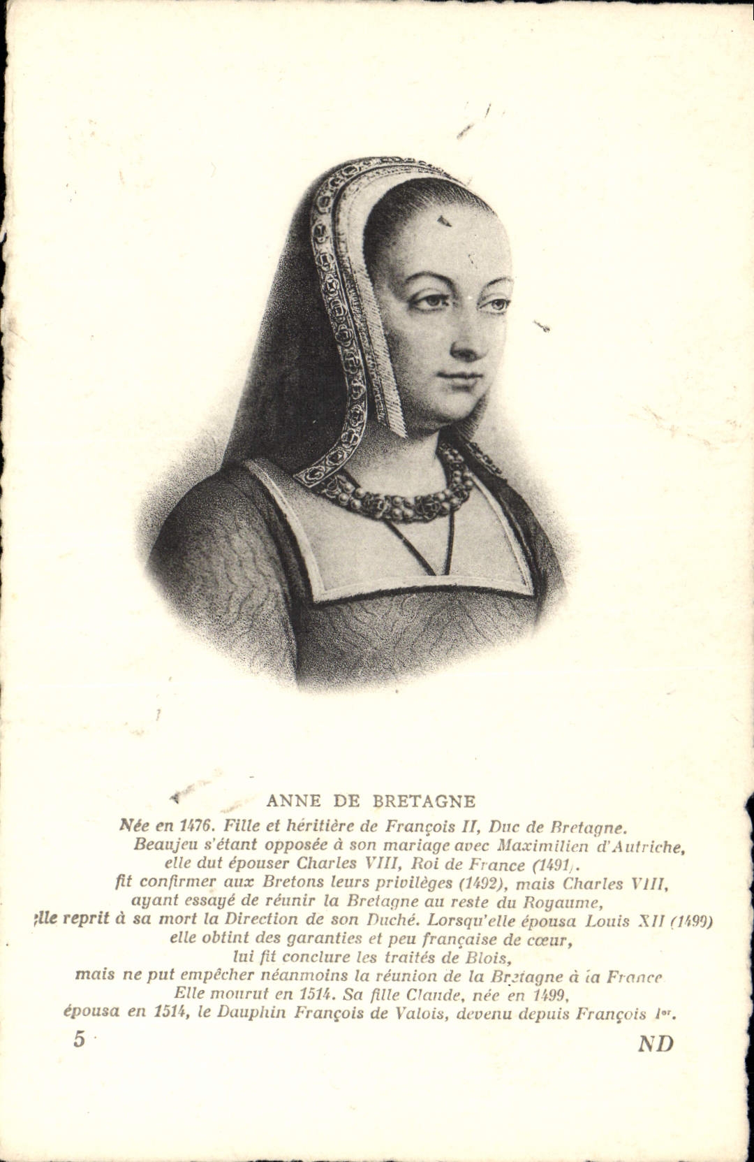 CPA Anne de Bretagne Fille de Francois II Duc de Bretagne