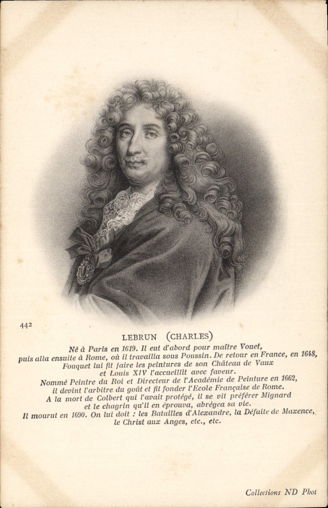 Charles Lebrun — Portrait gravé — Collections ND Phot, n° 442