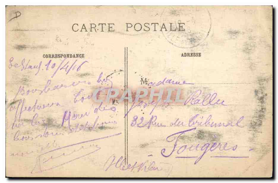 Autobus parisiens transformés en station Colombophile — La Grande Guerre 1914-16 — Visé Paris 915 — IMP. BAUDINIÈRE, NANTERRE — Reverso