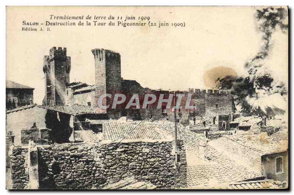 Salon — Détresse après le tremblement de terre du 11 juin 1909 — Édition A. B.