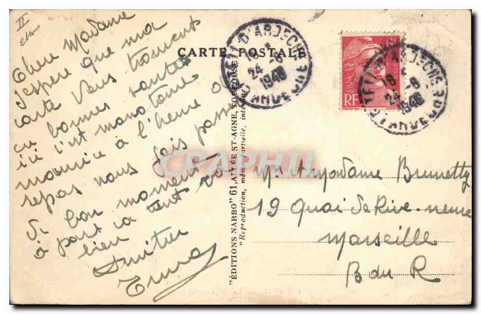 CPA Colombe Colombophilie Le Teil Le pigeonnier — Rückseite