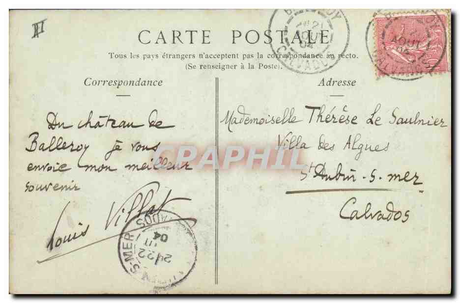 Vieux Colombier du Château de Balleroy — éditeur non visible, n° de série non visible — Rückseite