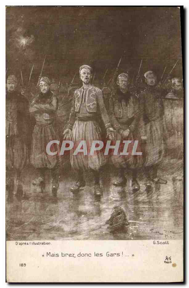 CPA Militaria Zouaves Mais tirez donc les gars !