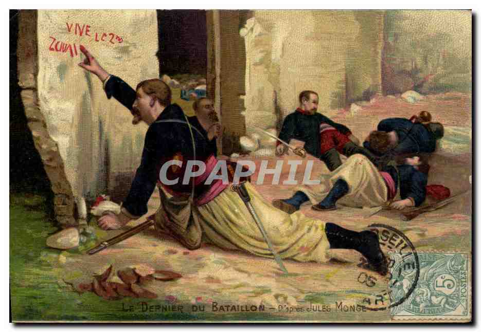 CPA Militaria Le dernier du bataillon Zouave Jules Monge