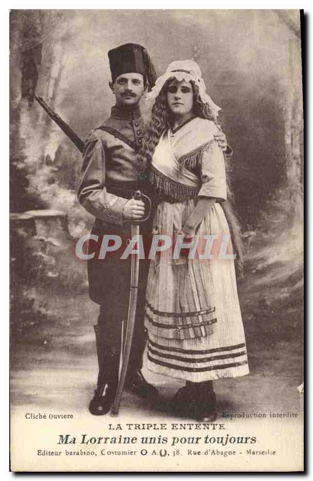 CPA Militaria La Triple Entente Ma Lorraine Zouave