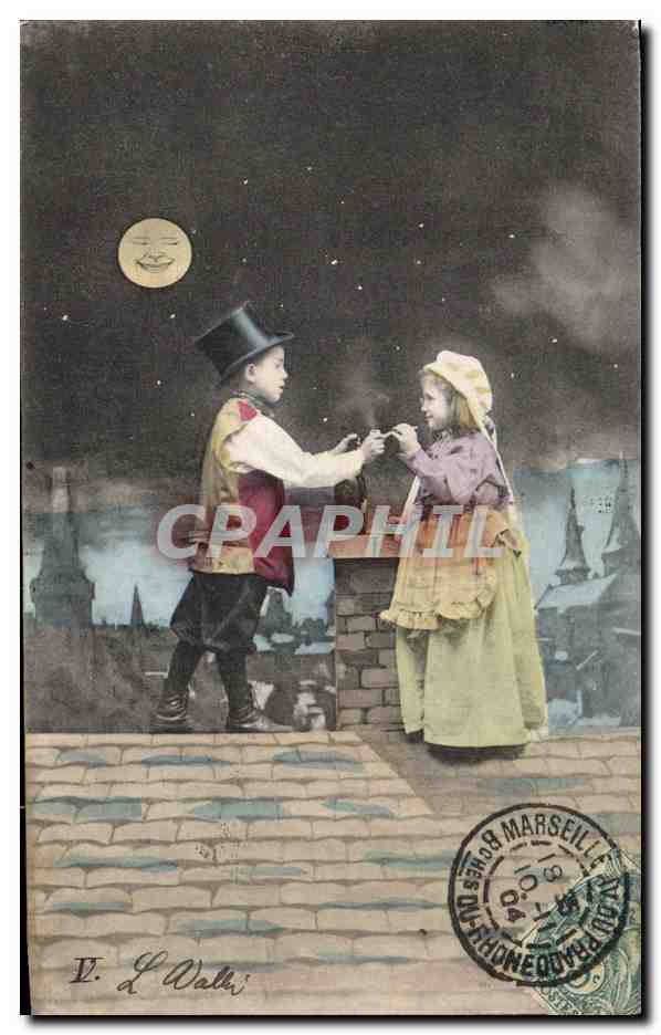 CPA Fantaisie Lune Enfants