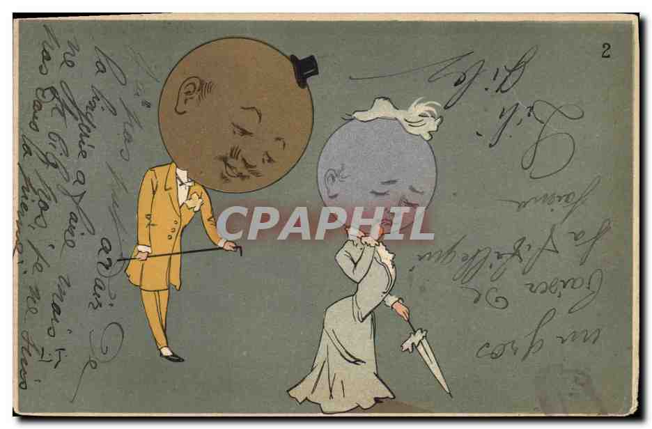 CPA Fantaisie Lune FEmme