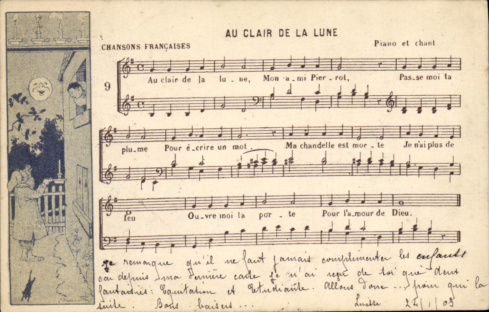 CPA Fantaisie Lune Rabier Au clair de la lune 