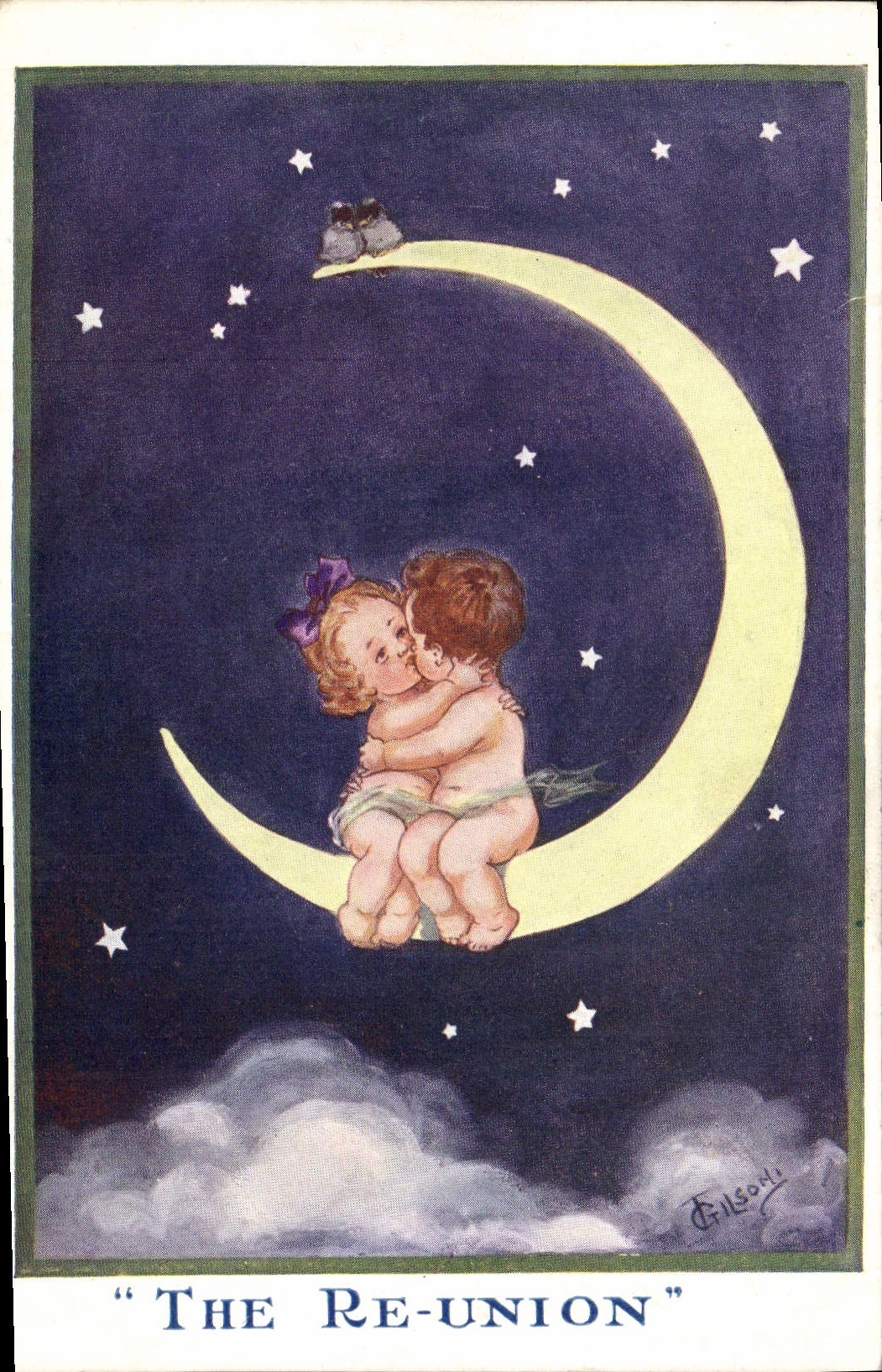 CPA Fantaisie Lune Enfants
