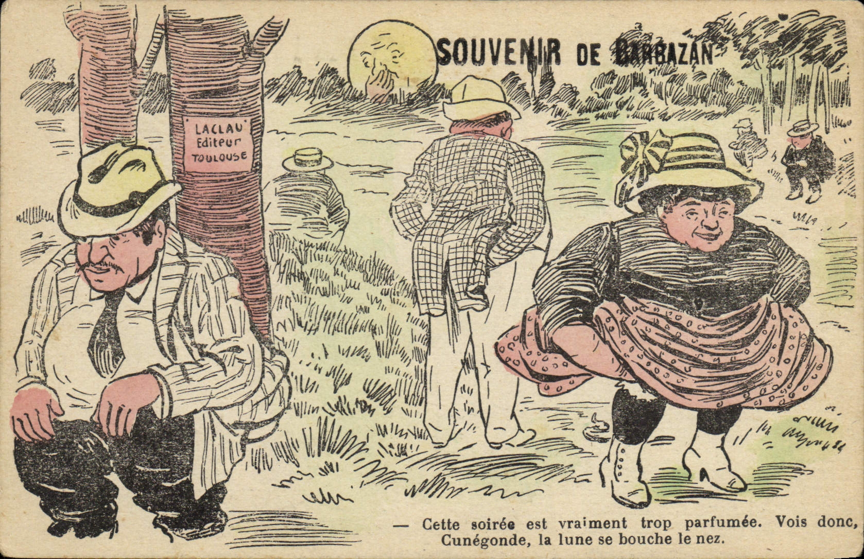 CPA Fantaisie Lune Souvenir de Barbazan 