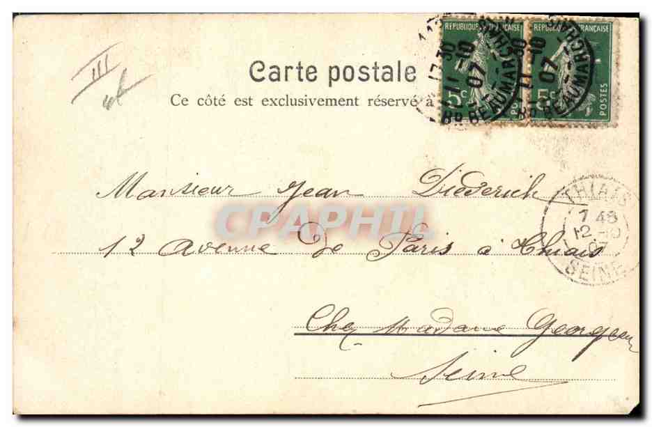 Femme sur vélo devant Notre-Dame — H. C. Wolf, Paris — Souvenir de Paris — Verso