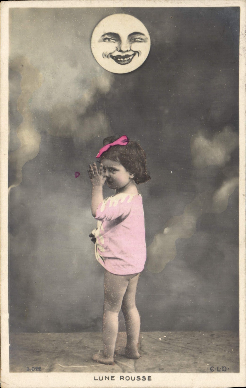 CPA Fantaisie Lune Enfant Lune rousse