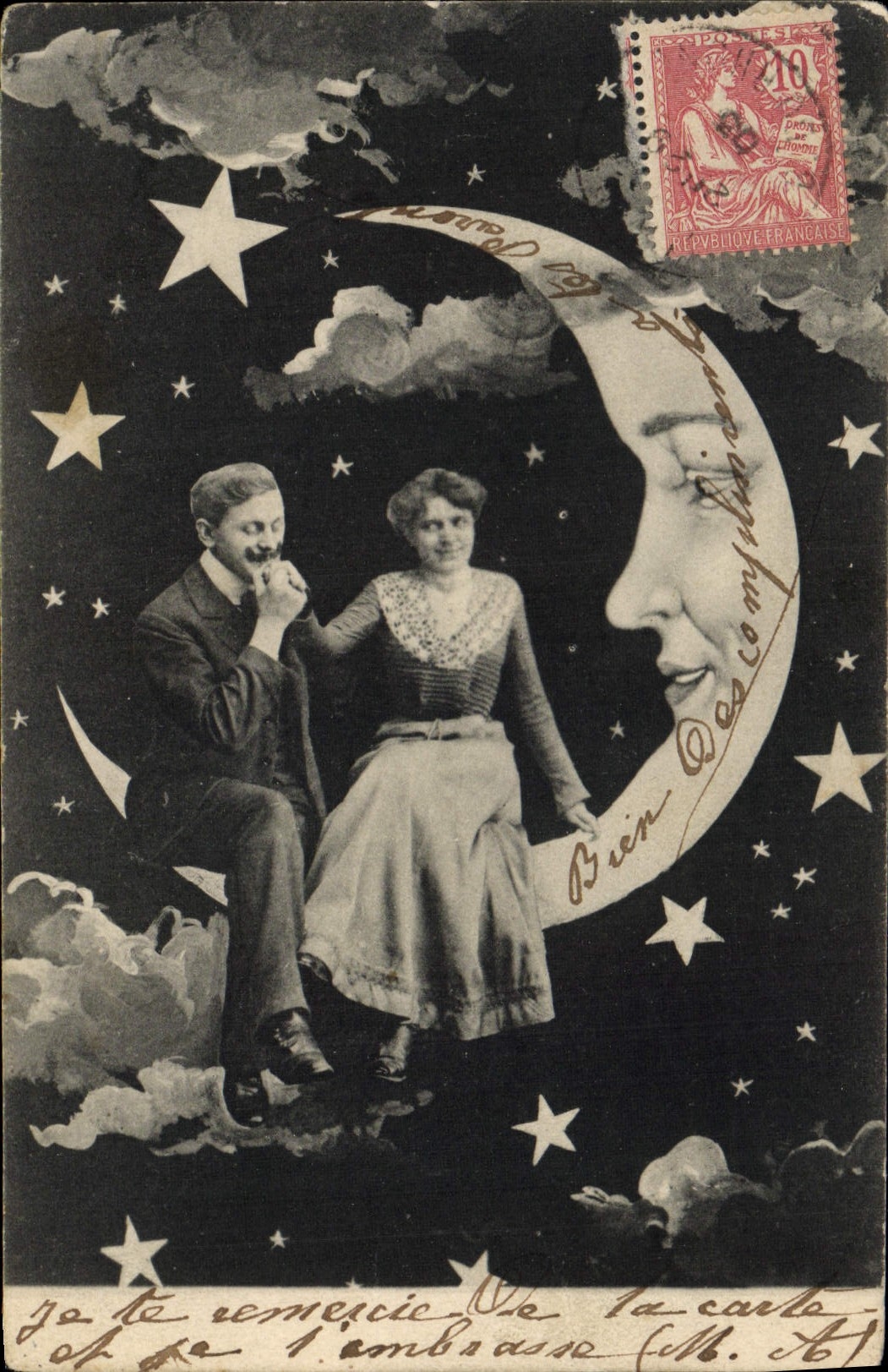 Paar auf dem Mond — Nachtszene — Verlag nicht sichtbar