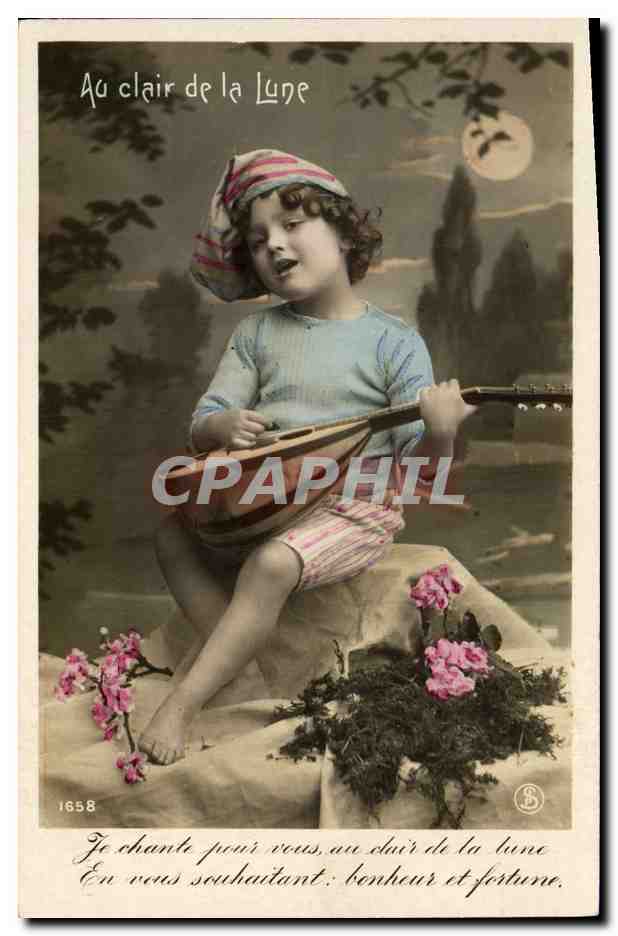 CPA Fantaisie Lune Enfant Au clair de la lune