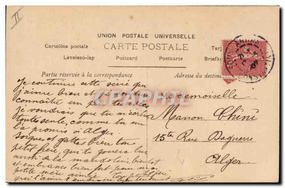 CPA Fantaisie Lune Enfant Au clair de la lune — Verso