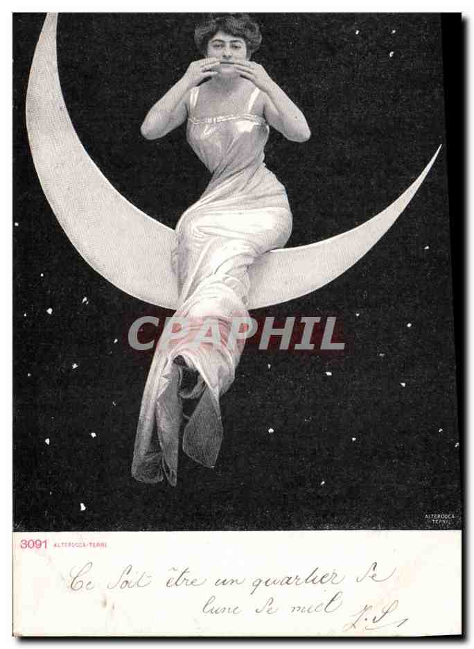 CPA Fantaisie Lune Femme
