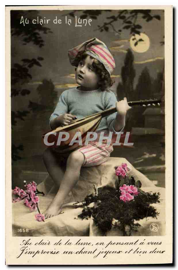 CPA Fantaisie Lune Enfant Au clair de la lune