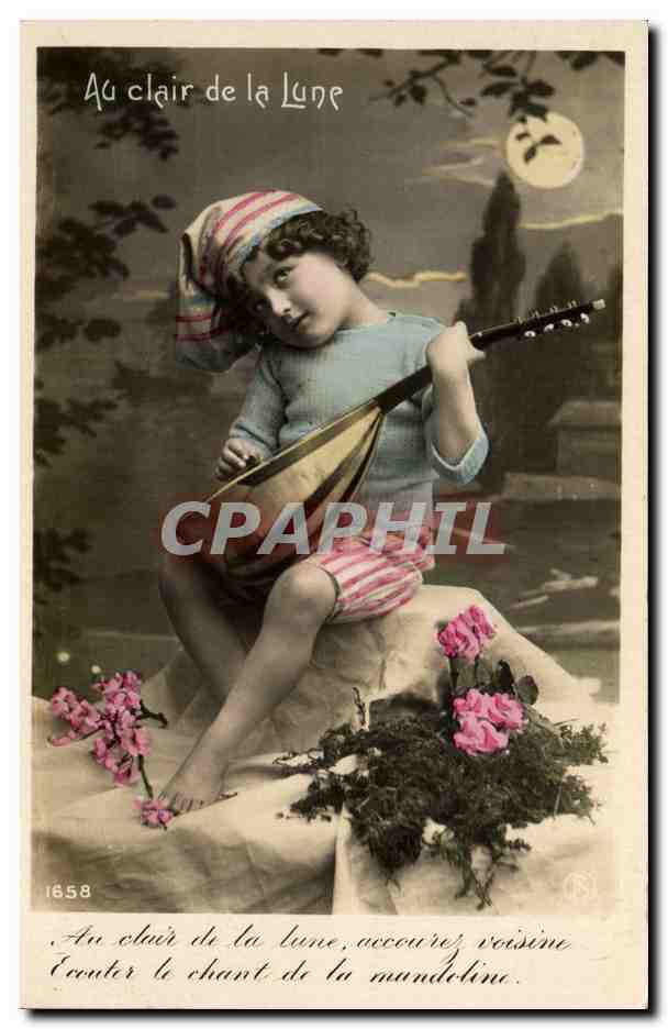 CPA Fantaisie Lune Enfant Au clair de la lune