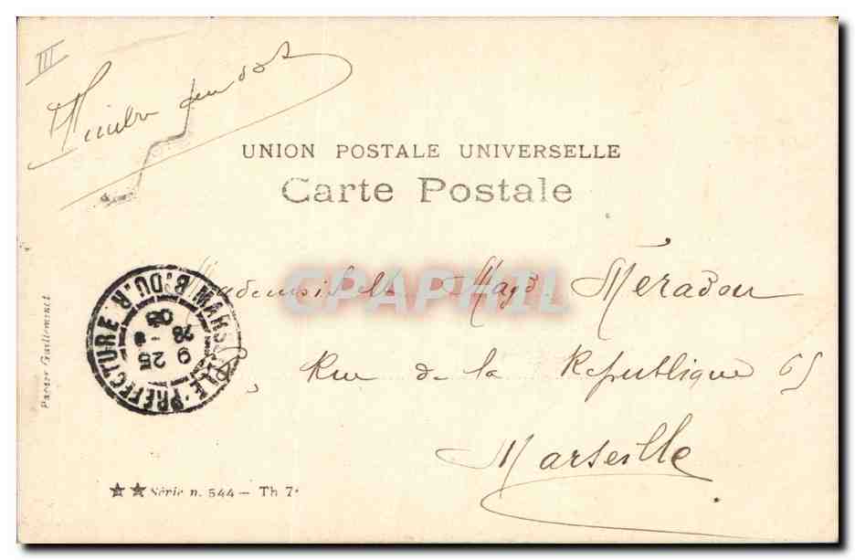 Renée Dalbert — Alcazar d'été — Union Postale Universelle, Série n. 544, Th 7° — Reverso