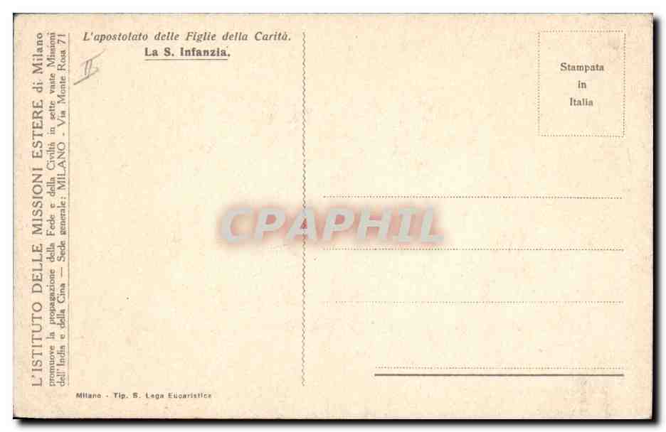 CPA Negre Homme Noir Mission Religieuse La S Infanzia  — Rückseite
