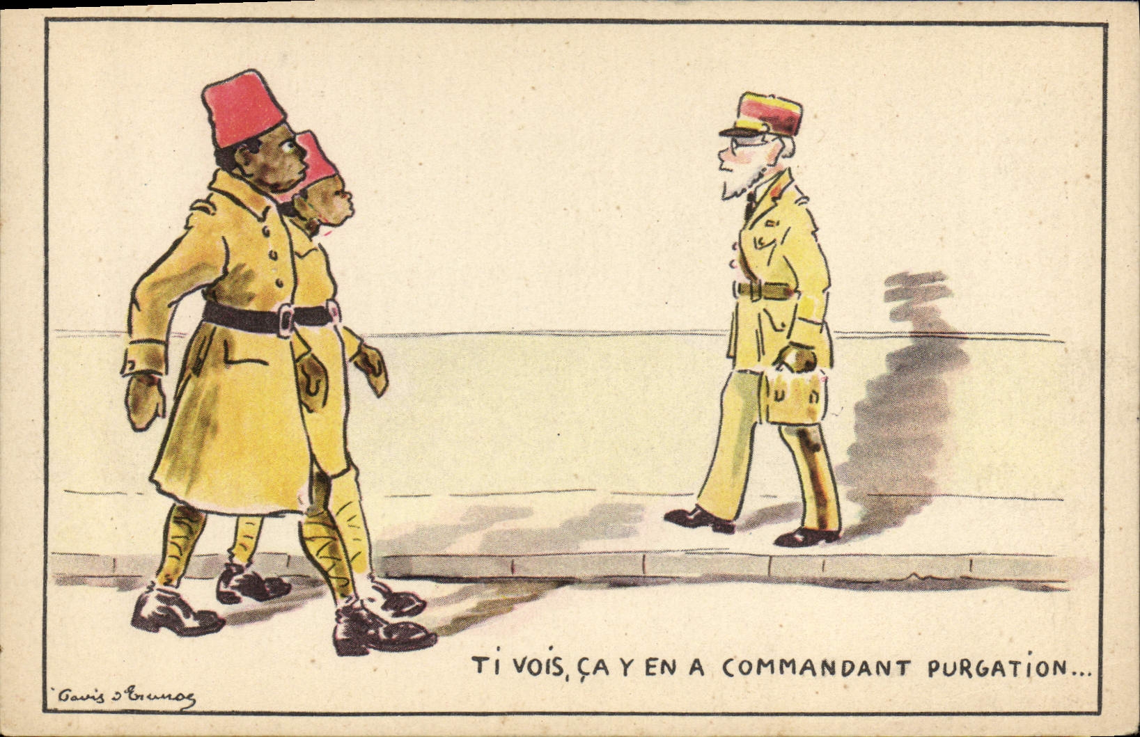 CPA Negre Homme Noir T'i Vois Commandant Purgation Militaria