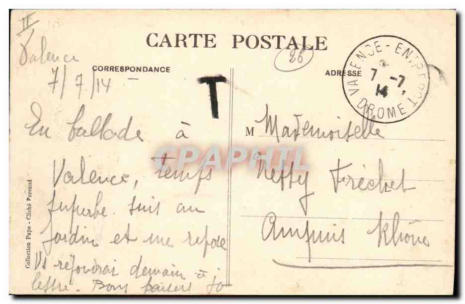CPA Banque Caisse d'Epargne Valence  — Rückseite