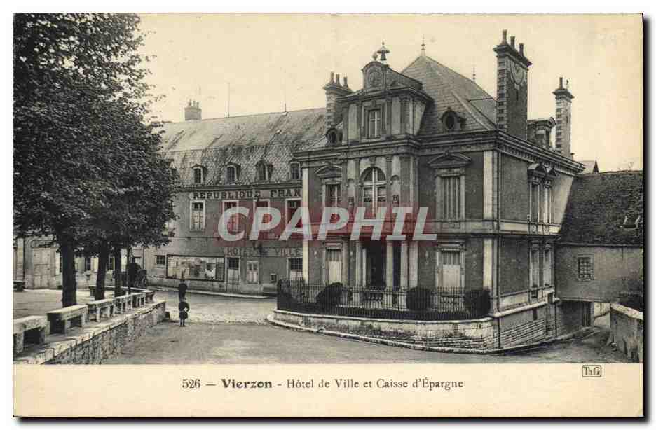 CPA Banque Vierzon Hotel de ville et Caisse d'Epargne 