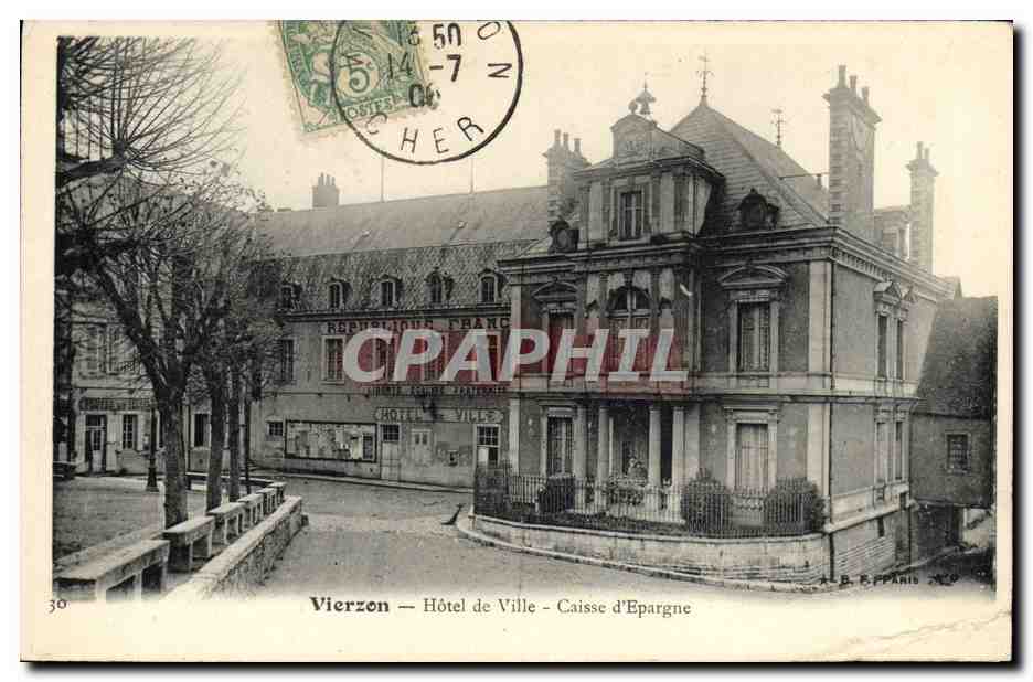 CPA Banque Vierzon Hotel de ville Caisse d'Epargne 