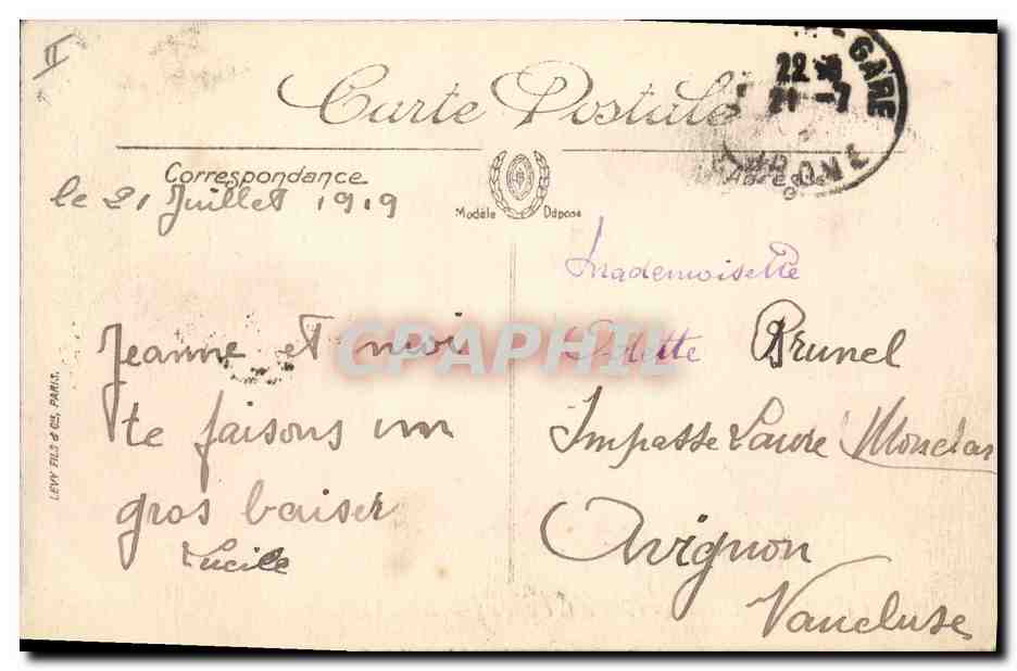 CPA Banque Valence L'Hotel des postes et la Caisse d'Epargne  — Rückseite