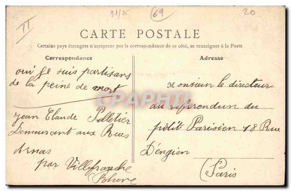 CPA Banque Caisse d'Epargne Villefranche — Rückseite