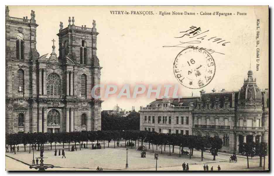CPA Banque Vitry le Francois Eglise Notre Dame Caisse d'Epargne Poste