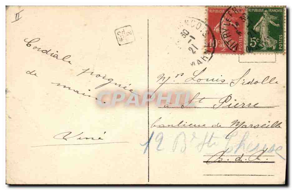 CPA Banque Vitry le Francois Caisse d'Epargne Hotel des Postes La fontaine — Rückseite
