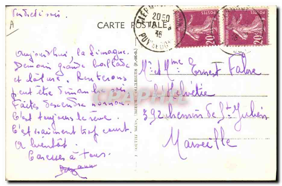 CPA Folklore Auvergne Scene villageoise — Verso