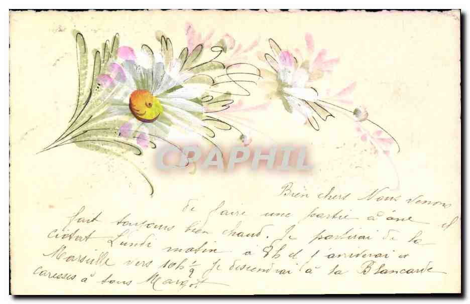 CPA (dessin a la main) Fleurs