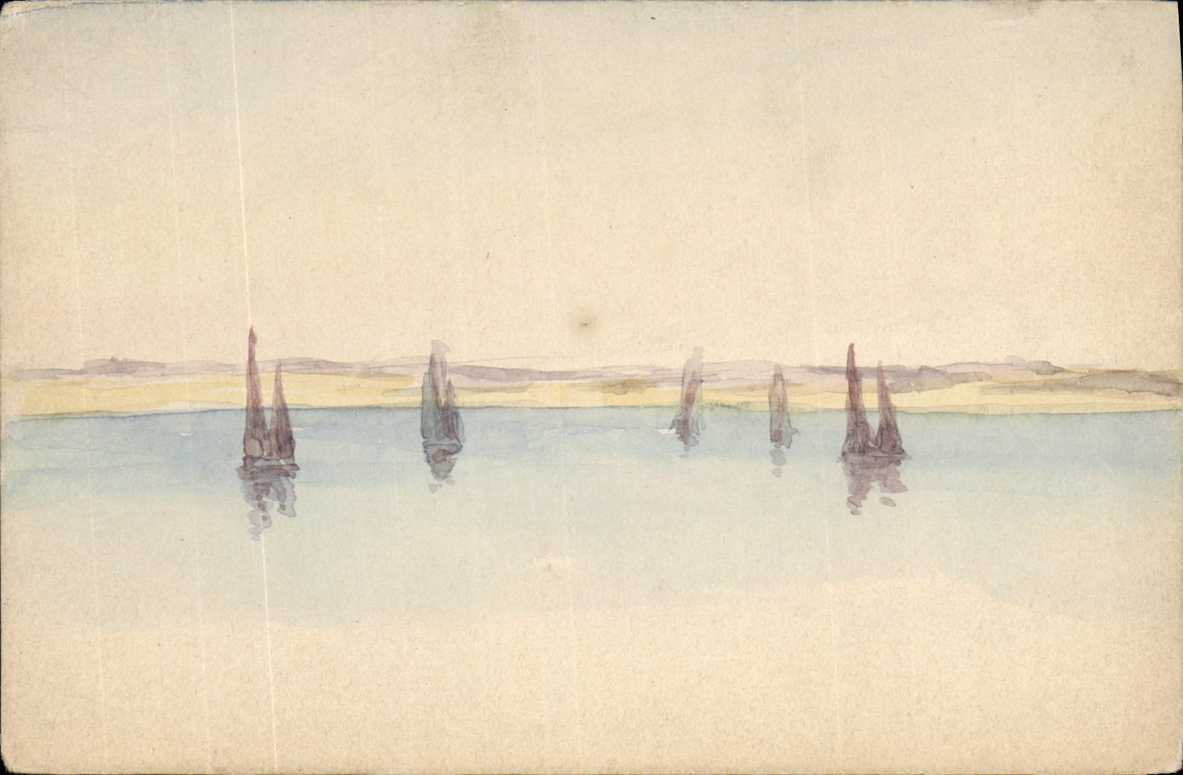 CPA (dessin a la main) Bateaux