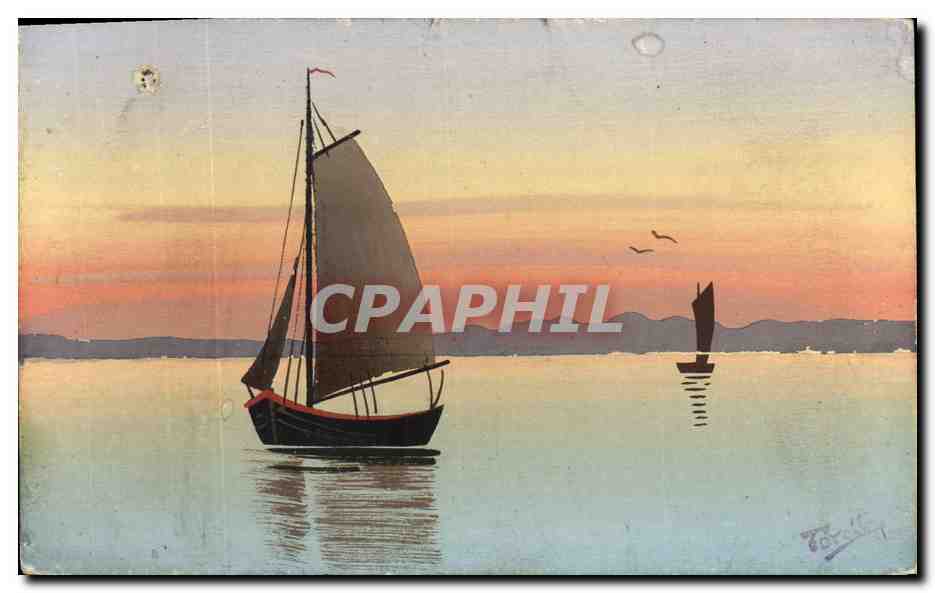 CPA (dessin a la main) Bateau