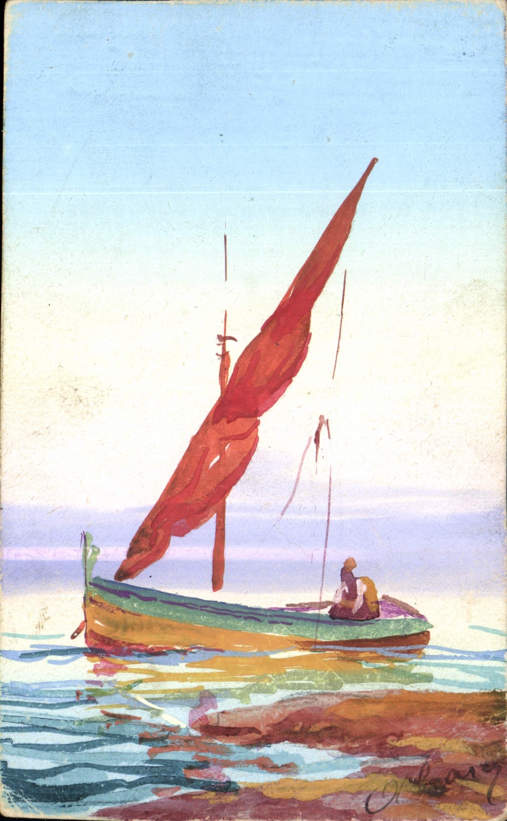 CPA (dessin a la main) Bateau