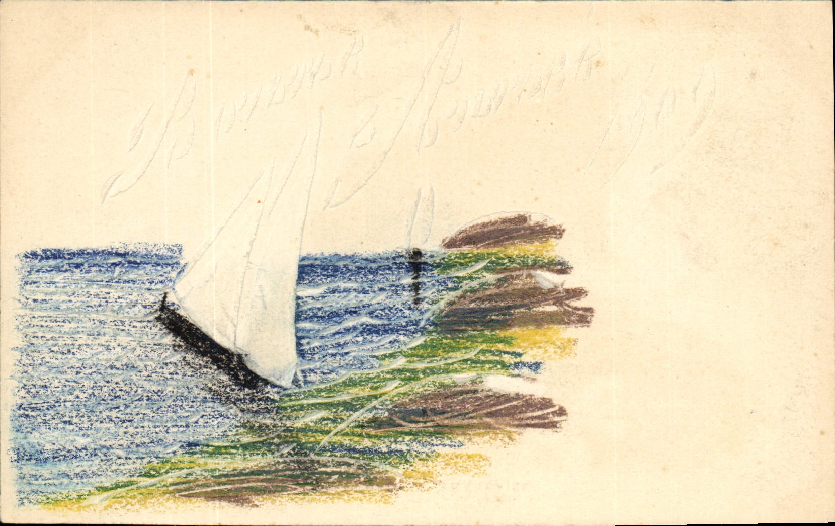 CPA (dessin a la main) Bateau