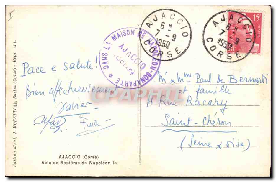 CPA Napoleon 1er Ajaccio Acted e bapteme de Napoleon 1er — Rückseite